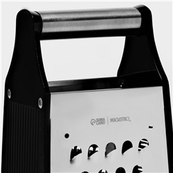 Тёрка 4 грани Magistro Sharp, 10.7×8.4×23 см, 301 сталь, чёрная