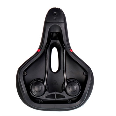 Седло велосипедное гелевое комфортное COMIRON BERLIN FITNESS C014 270X195, Технологии: ED, Эластомер, GEL, Верх: PU, Чёрный+Красный/ АКЦИЯ /уп 20/