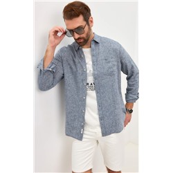 Рубашка д/р лен F111-0450-1 blue