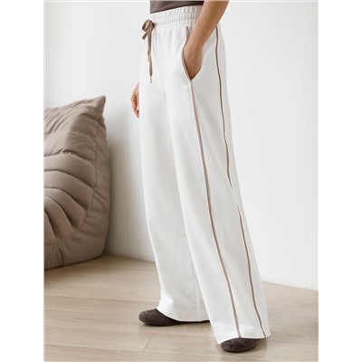 Прямые брюки с лампасами из эластичного футера двухнитки без начеса