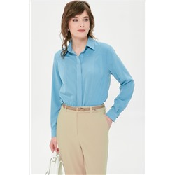 Блузка с потайной застёжкой серо-голубого цвета
