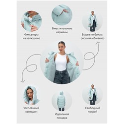 Куртка женская демисезонная с капюшоном бирюзового цвета 1139Br