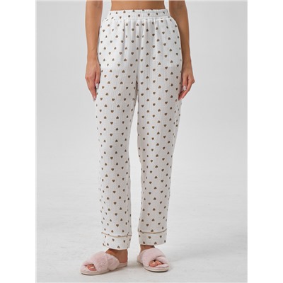 Брюки белые в сердечко с карманами