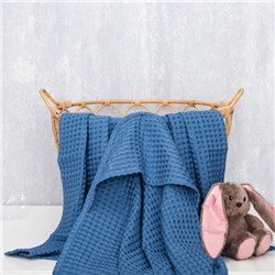 Полотенце уголок вафельное Крошка Я "Boho" 120х120 см, цвет синий, 100% хлопок, 290 г/м2