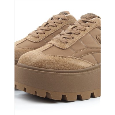 04-P117-2C BEIGE Кроссовки демисезонные женские (натуральная замша, натуральная кожа, текстиль)
