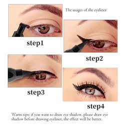 (ЗАМЯТА КОРОБКА) 2-сторонняя подводка-фломастер с штампом стрелка QIC Liquid duo eyeliner