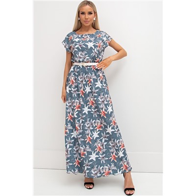 Длинное серое платье Дарья №105