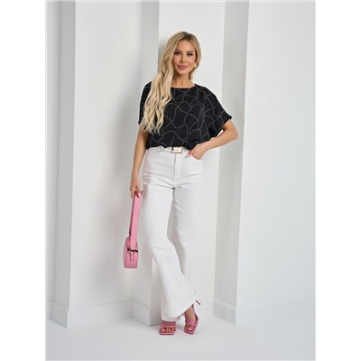 Блузка чёрная с принтом