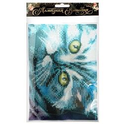Алмазная мозаика с полным заполнением на холсте «Кот», 15×21 см