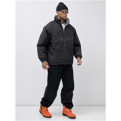 Куртка двухсторонняя мужская молодежная зимняя черного цвета 25308Ch