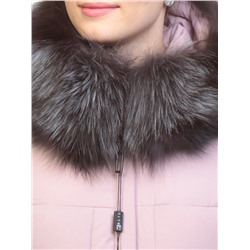 027N PINK Пуховик женский зимний (тинсулейт, натуральный мех чернобурки)