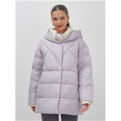 Куртка женская зимняя с капюшоном большого размера фиолетового цвета 1170F