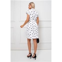 Белое льняное платье в горох Мириам №1