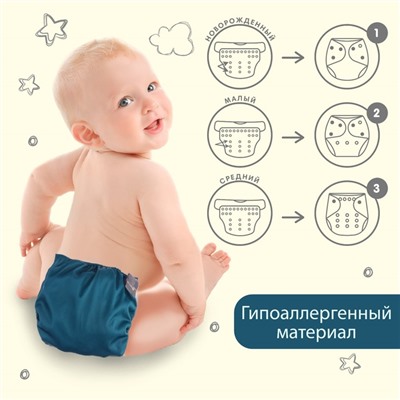Многоразовый подгузник Крошка Я, 3-15 кг, флис, темно-зеленый