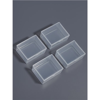 Набор баночек для мелочей, 5.4×4.3×2.3 см, 4 шт., прозрачный