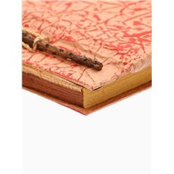 Блокнот в твёрдой обложке плетёный, 48 листов, 14×18×2 см, бежево-красный