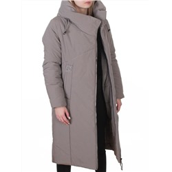 M-9102 GRAY/BEIGE Пальто зимнее женское (верблюжья шерсть, 120 гр. холлофайбер)
