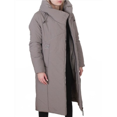 M-9102 GRAY/BEIGE Пальто зимнее женское (верблюжья шерсть, 120 гр. холлофайбер)