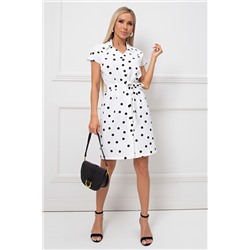 Белое льняное платье в горох Мириам №1