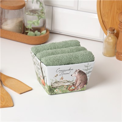 Набор полотенец «Этель. Счастливой пасхи», 35×50 см - 3 шт., 100% хлопок, махра 340 г/м²