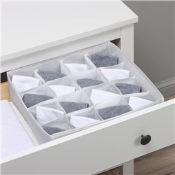 Органайзер для хранения белья LaDо́m, 16 ячеек, 32×32×12 см, серый