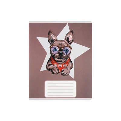 Комплект тетрадей из 10 штук, 12 листов в узкую линию Calligrata "Собачий стиль", обложка мелованный картон, ВД-лак, блок офсет, 5 видов по 2 штуки