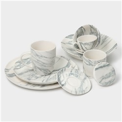 Салатники Magistro Real Marble, 380 мл, 11.6×6.5 см, набор 2 шт., фарфор, белые