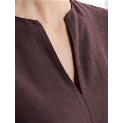 Свободный топ с V-вырезом и цельнокроеным коротким рукавом изо льна с вискозой