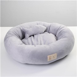 Лежанка с рыбкой, 40 х 40 см, серая