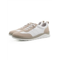 03-YA486-3 WHITE/BEIGE Кроссовки женские (натуральная кожа, натуральная замша)