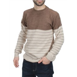 G638 BROWN/BEIGE Джемпер мужской (100% шерсть)