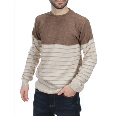 G638 BROWN/BEIGE Джемпер мужской (100% шерсть)