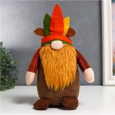 Кукла интерьерная текстильная «Гном-индеец», 25×7×9 см