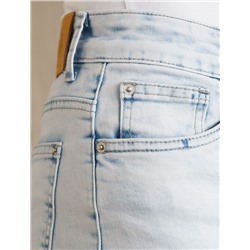 Джинсы трубы c декоративной стиркой из эластичного плотного денима