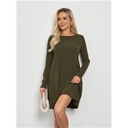Платье свободное трикотажное цвета хаки