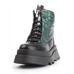 02-FAS16-3Z GREEN/BLACK Дутики женские (искусственная кожа, плащевая ткань, шерсть)