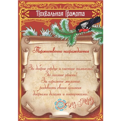 Не именное письмо от Деда Мороза (4 предмета)