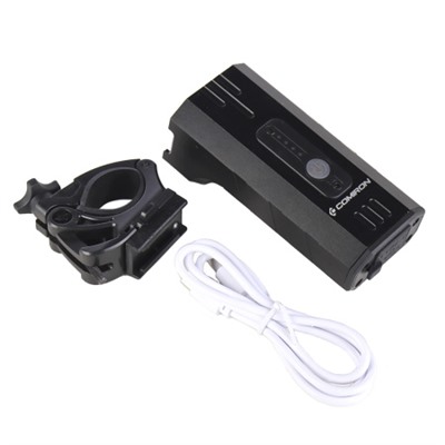 Фонарь передний COMIRON "FARA" корп алюминий IPX5; свет: 4*T6 LED, max. 1800lm аккум 5200mAh Type-c USB индикатор заряда POWER BANK 7 режимов/уп 60/50