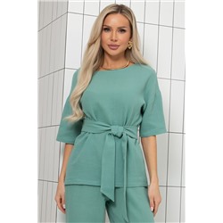 Костюм муслиновый мятного цвета с брюками Шейла №2