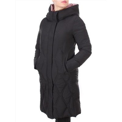 2158 BLACK Пальто зимнее облегченное  женское YINGPENG (150 гр. холлофайбер)