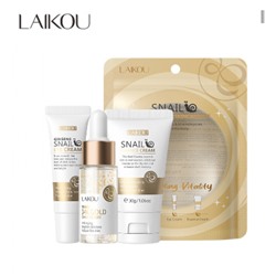 Набор уходовой косметики с муцином улитки Laikou Snail Revitalizing Skincare Set (Крем для лица + Сыворотка + Крем для глаз)