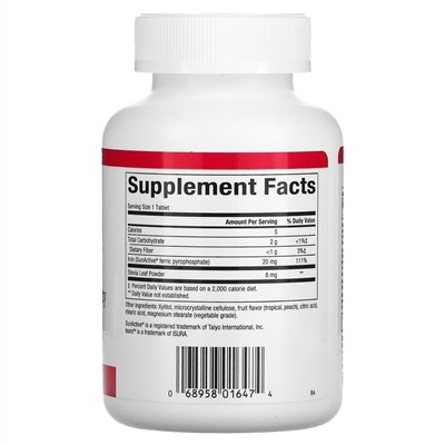 Natural Factors, Железо, 20 мг, 60 жевательных таблеток