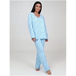 Пижама  теплые женская 117 голубой футер с начесом