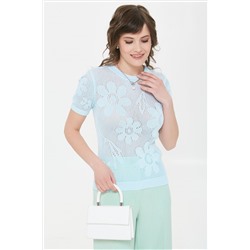 Джемпер вязаный голубой с короткими рукавами