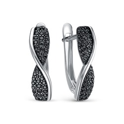 Серьги с фианитом родированные серебро 925*