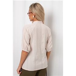 Блузка бежевая из полотна шитьё Гиацинт №1