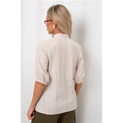 Блузка бежевая из полотна шитьё Гиацинт №1