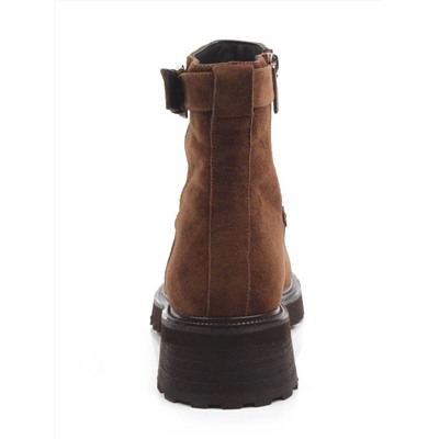 01-A51-5B BROWN Ботинки демисезонные женские (натуральная замша, байка)