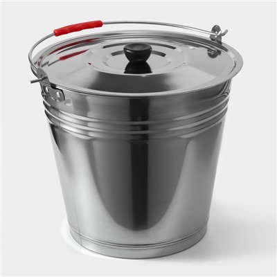 Ведро, 12 л, d=32 см, с крышкой, AISI 201 сталь