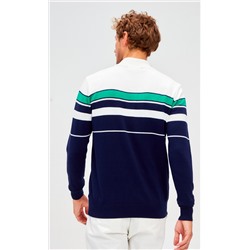 Джемпер мужской с воротом на молнии F221-15-1747 сине-зелёный